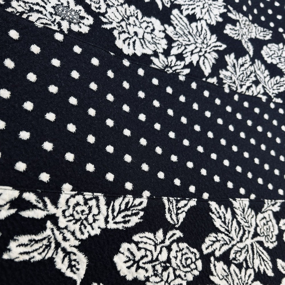 Maeve Anthropologie Effemy Dress S Black Floral Polka Dot Jacquard Shift Mod LBD - Picture 6 of 12